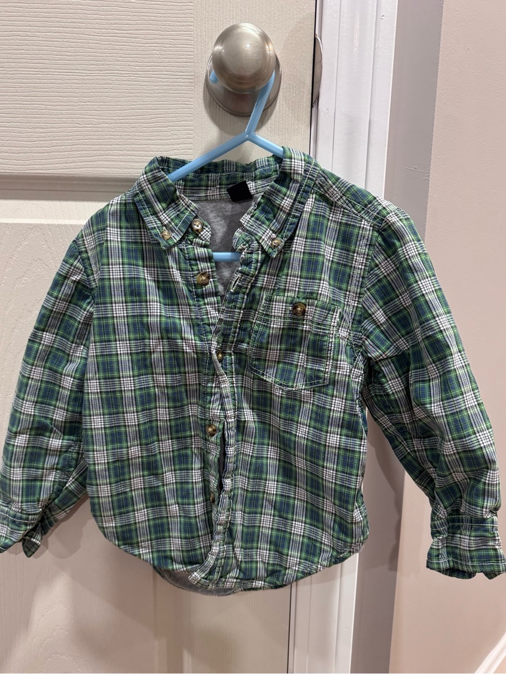 GAP Green lined Plaid Button-Down